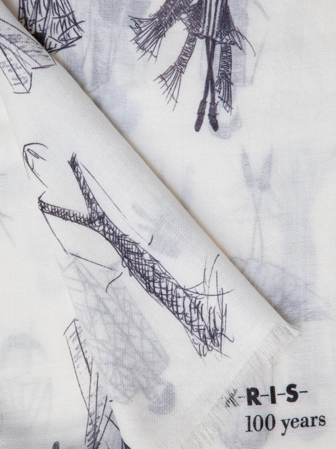 Cashmere Silk Scarf with Croquis Print