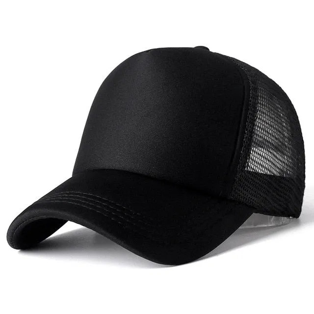 Casual Plain Mesh Baseball Adjustable Snapback Cap