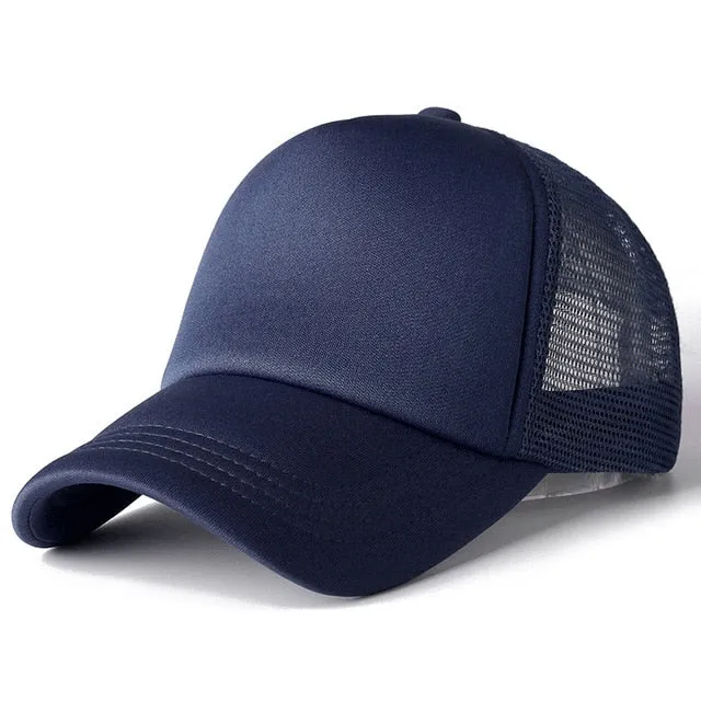 Casual Plain Mesh Baseball Adjustable Snapback Cap