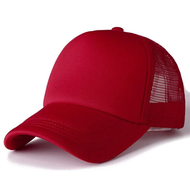 Casual Plain Mesh Baseball Adjustable Snapback Cap