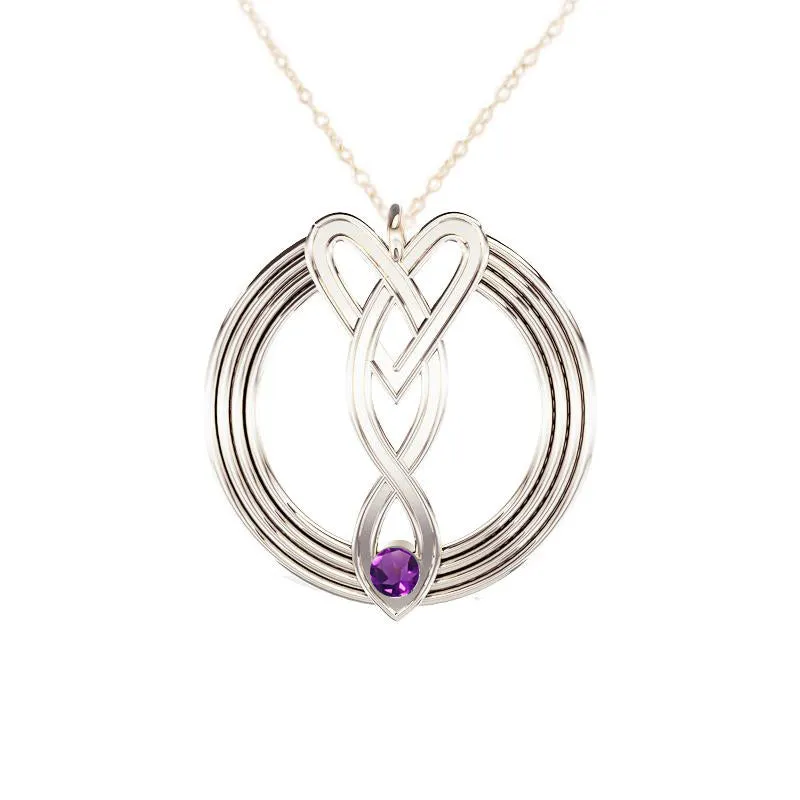 Celtic Infinity Heart Pendant with Amethyst