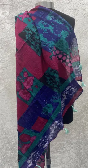 Cerise Patch -  Ethnic Square Scarf (DEFECT)