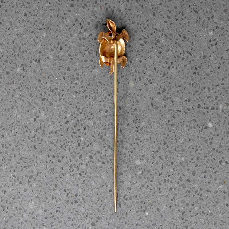 Charming Two-Tone Gold Turtle Stick Pin