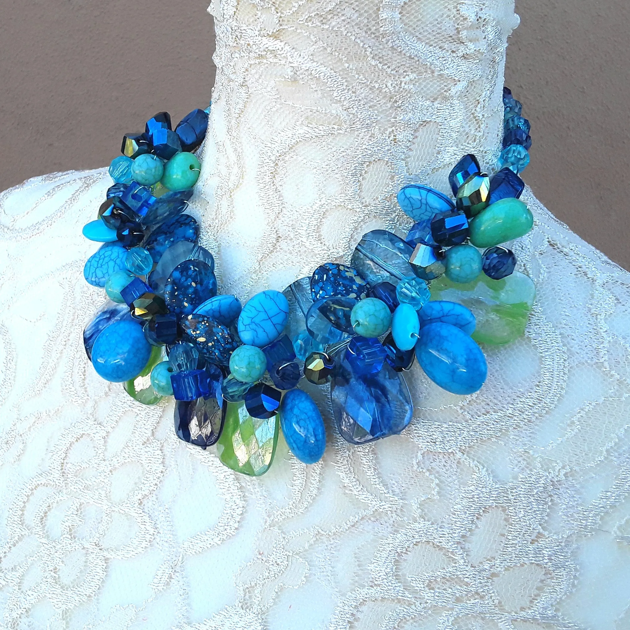 Chartreuse Chunky Twisted Wire Statement Necklace - Gift for Her - Mother of the Bride Collar