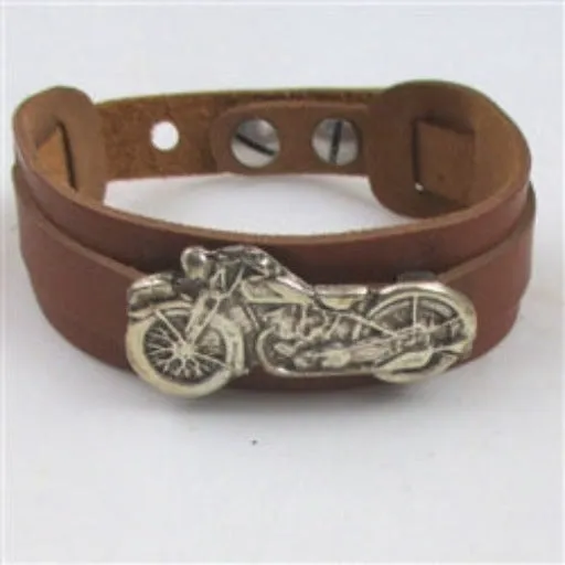 Chestnut Brown  Motorcycle Leather Cuff Bracelet Unisex