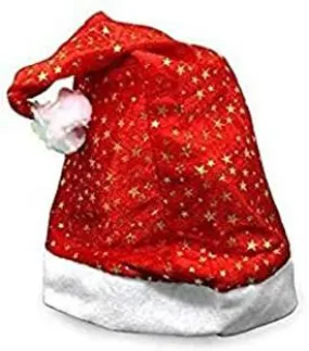 Christmas Santa Cap Star Printed, Santa Claus Hat, Merry Christmas Party Cap, Hat for Christmas/Xmas Party Decoration