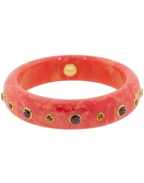 Citrine and Garnet Pink Bakelite Bangle