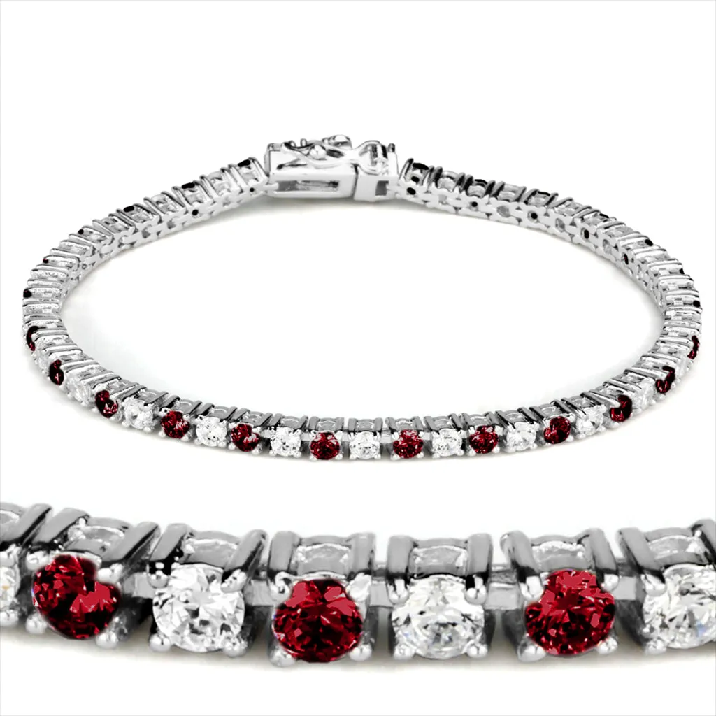 CJ46902 Wholesale Women's Brass Rhodium Synthetic Ruby Bracelet