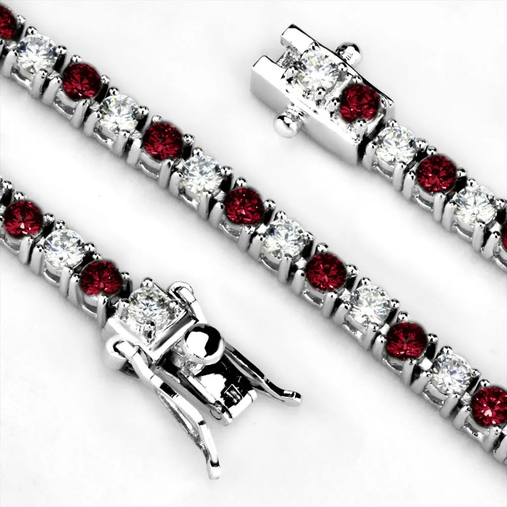 CJ46902 Wholesale Women's Brass Rhodium Synthetic Ruby Bracelet