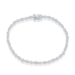 Classic Women's Bracelet - Sterling Silver Round and Marquise CZ Tennis | T-7905