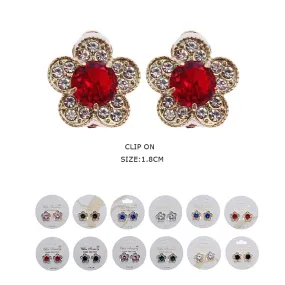 Clip On Rhinestone Earrings 2366R6 (12 units)