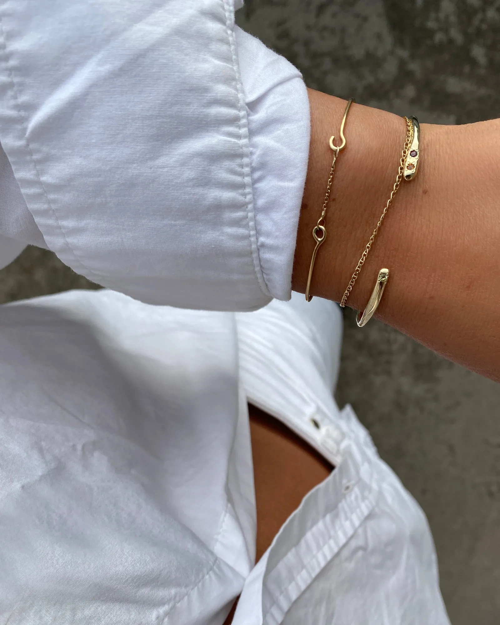 Collective Stone Cuff Bracelet | Solid Yellow Gold