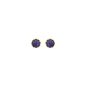 Crown Bezel Lapis Earrings