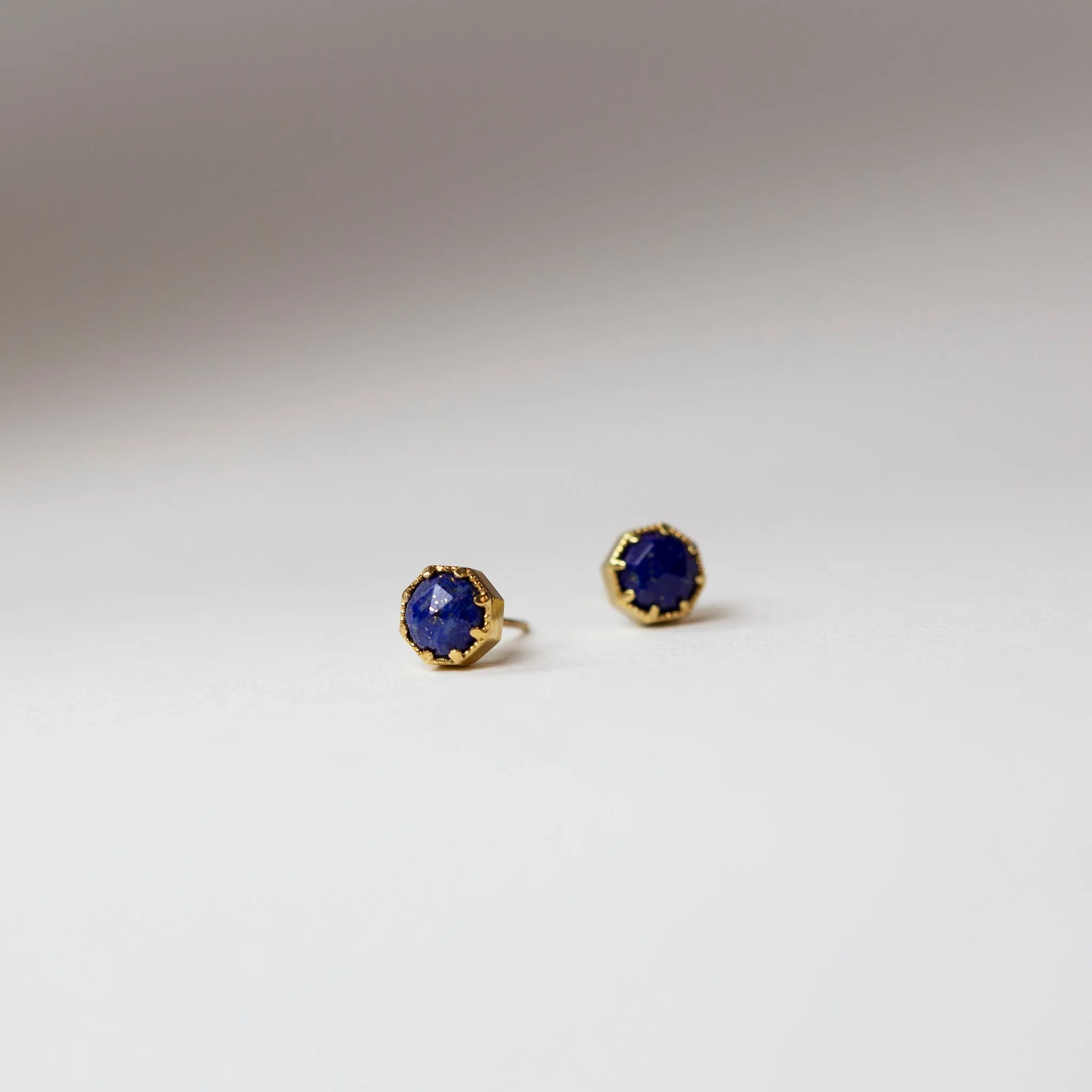 Crown Bezel Lapis Earrings