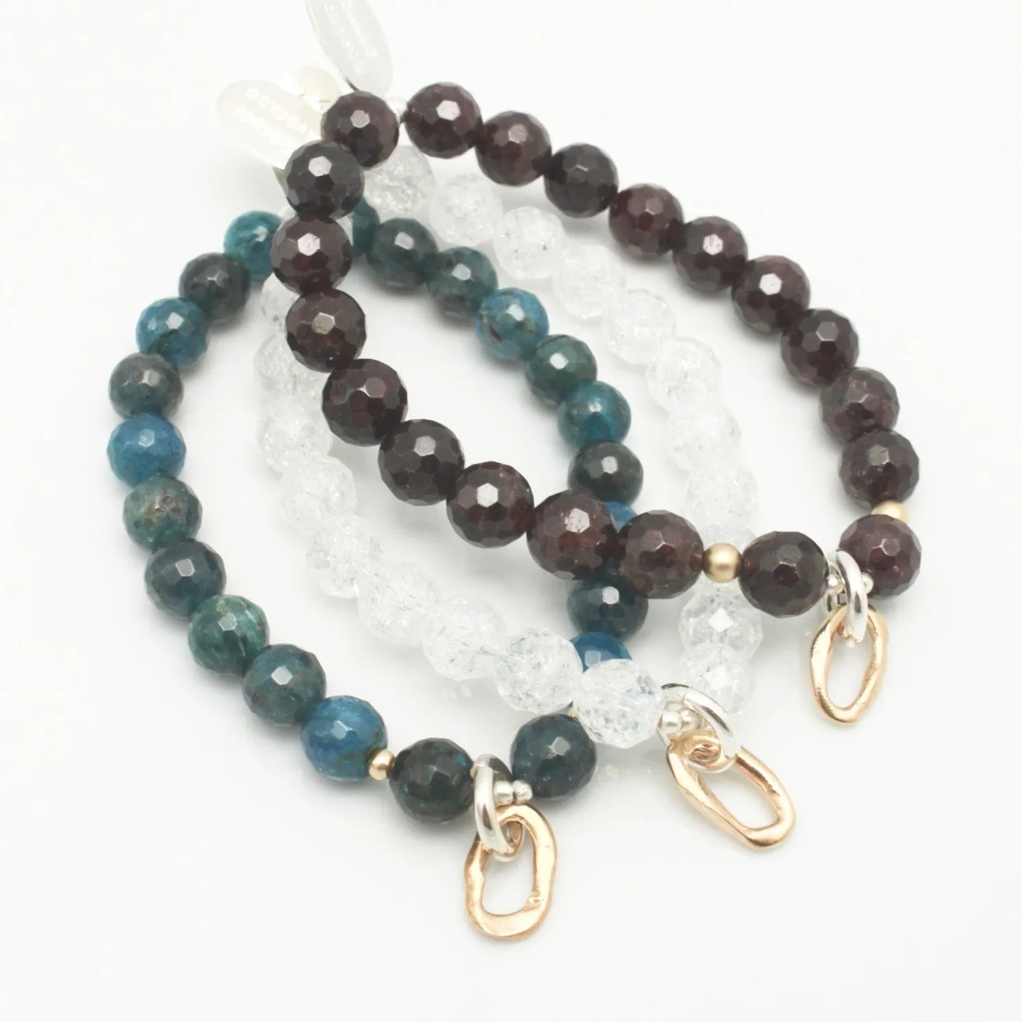 Curve Collection:  Apatite & Bronze Curve Pendant Stretch Bracelet