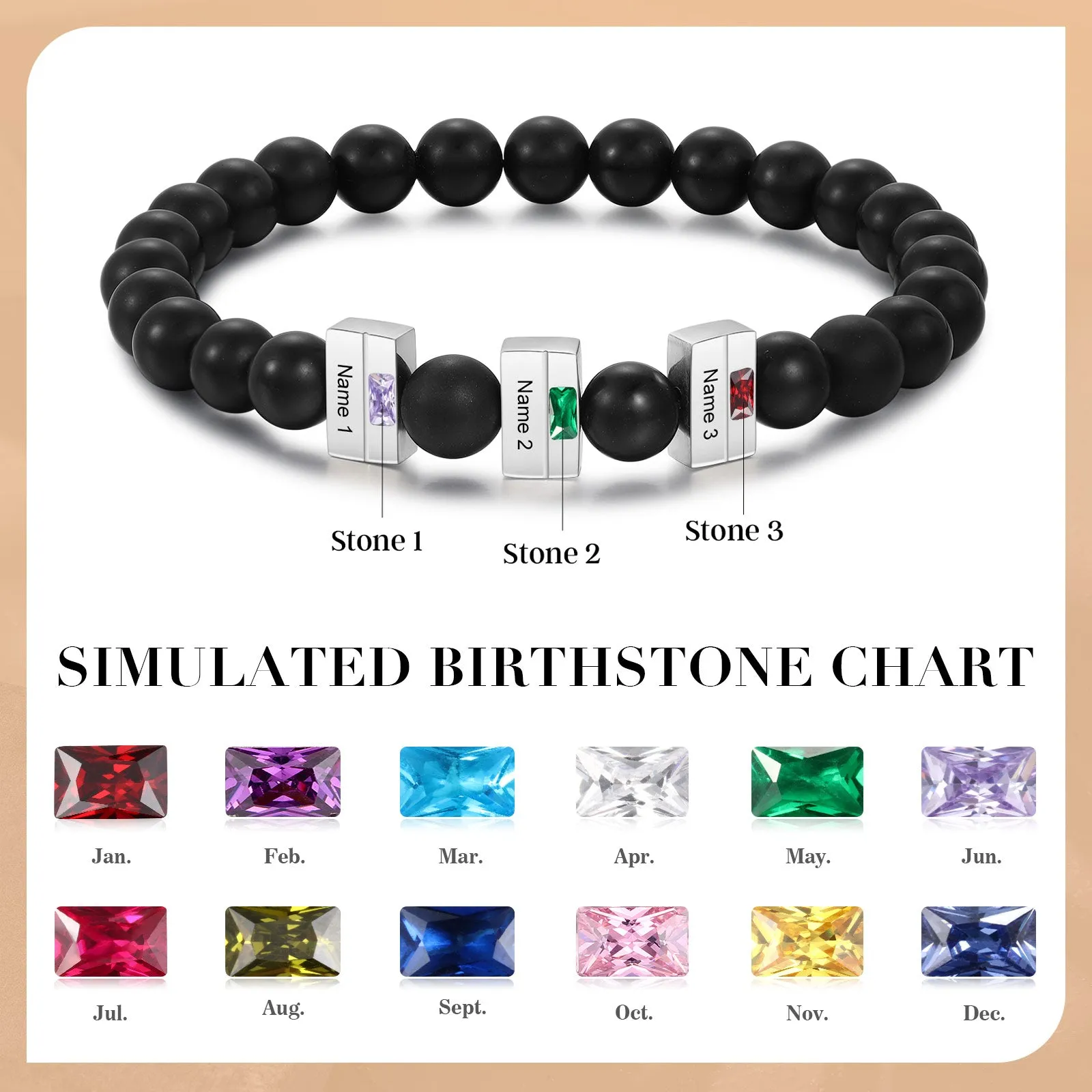 Custom Name Natural Stone Bracelet