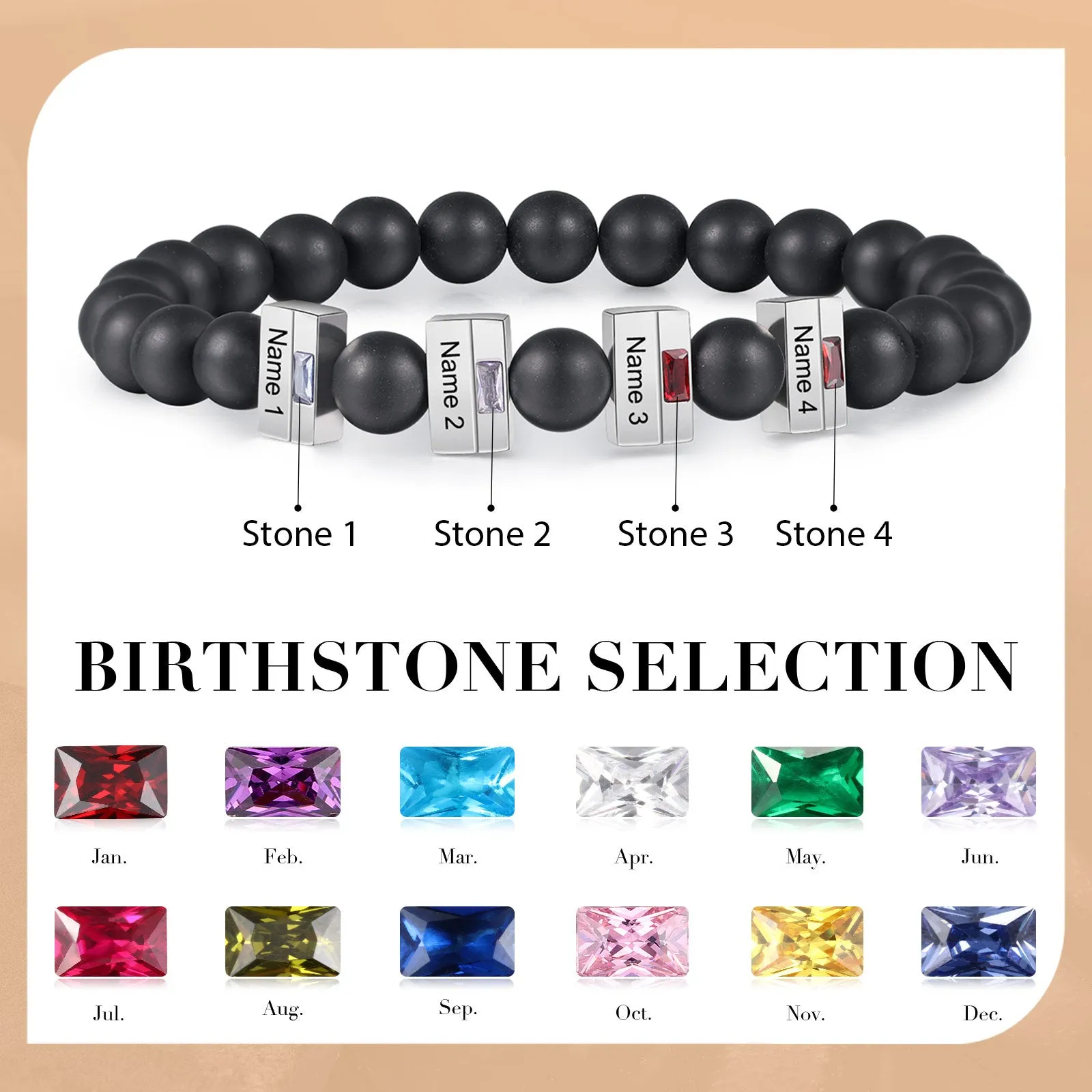 Custom Name Natural Stone Bracelet