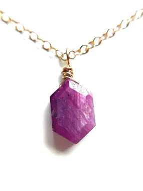 Dainty Ruby Pendant Necklace JULY Birthstone