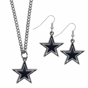 Dallas Cowboys Dangle Earrings and Chain Necklace Set