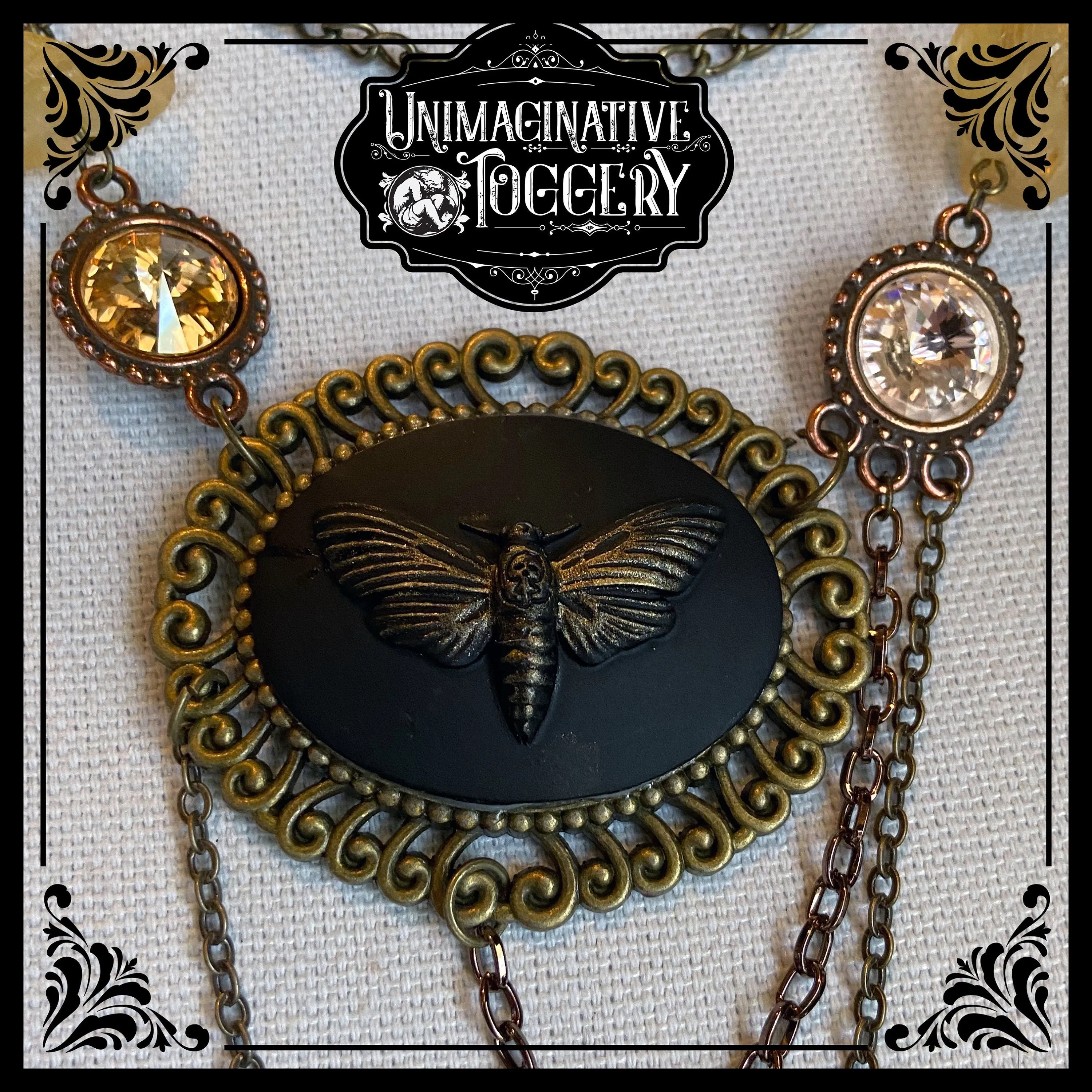 Deaths head moth cameo multi strand necklace