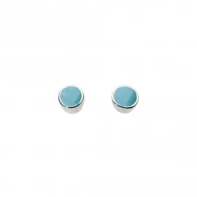 Dew Silver Small Round Synthetic Turquoise Stud Earrings 3006TQ