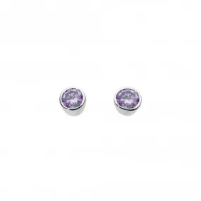 Dew Sterling Silver Small Round Amethyst Stud Earrings 3006AM