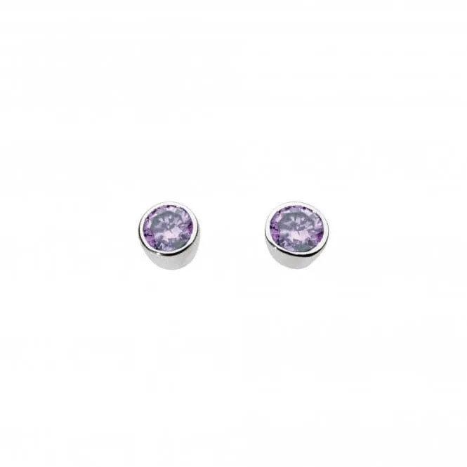 Dew Sterling Silver Small Round Amethyst Stud Earrings 3006AM