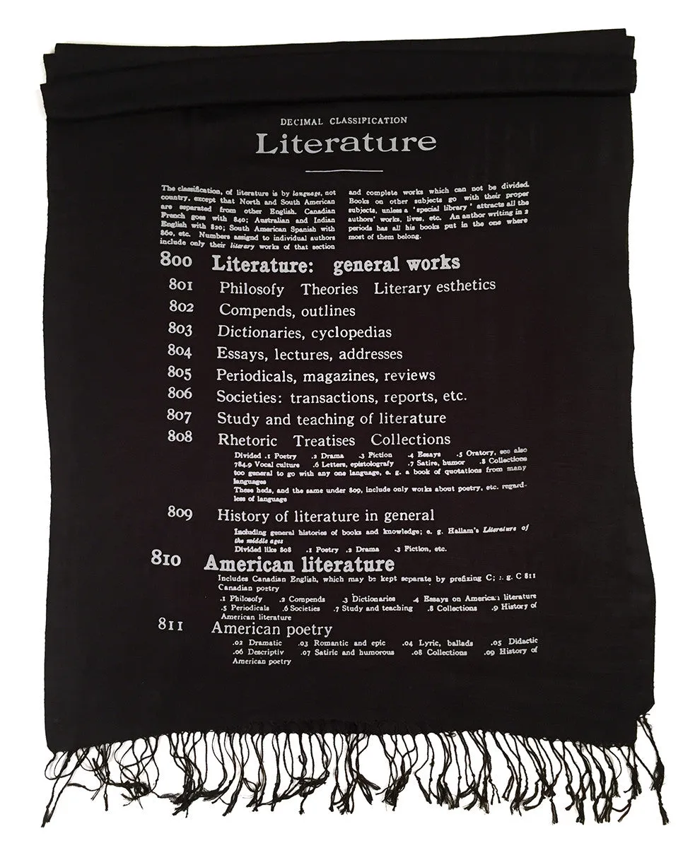 Dewey Decimal Literary linen weave pashmina scarf