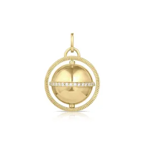 Diamond Spinning Golden Globe Charm Pendant