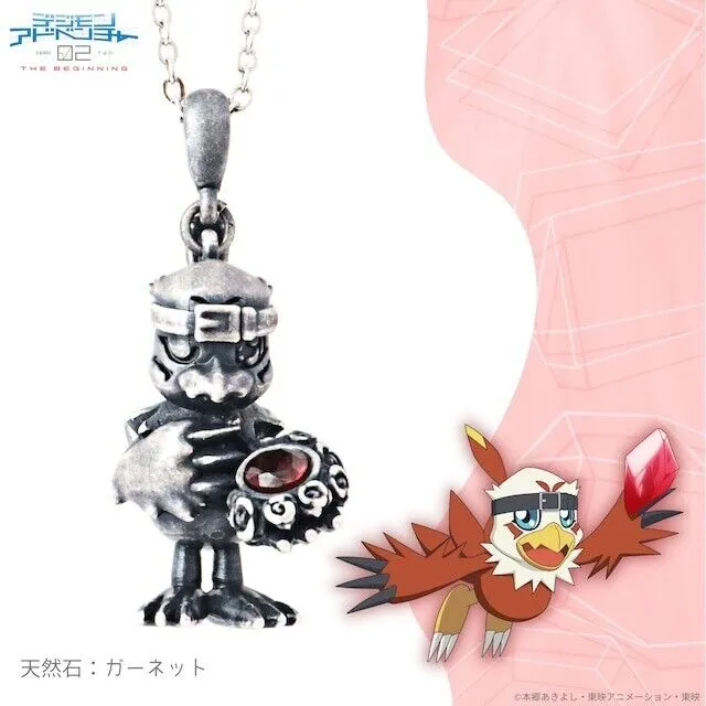 Digimon Adventure 02 The Beginning Hawkmon Necklace Pendant Silver Gemstone