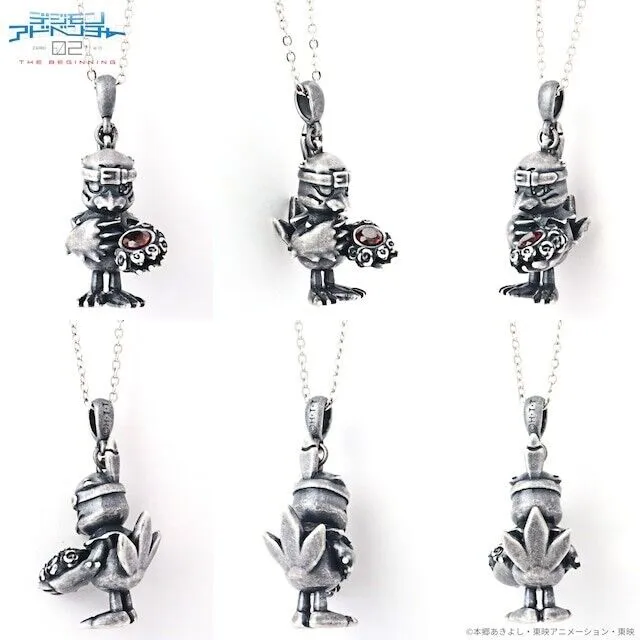 Digimon Adventure 02 The Beginning Hawkmon Necklace Pendant Silver Gemstone