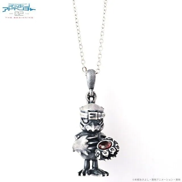 Digimon Adventure 02 The Beginning Hawkmon Necklace Pendant Silver Gemstone