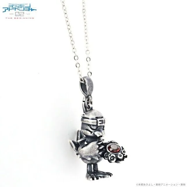 Digimon Adventure 02 The Beginning Hawkmon Necklace Pendant Silver Gemstone