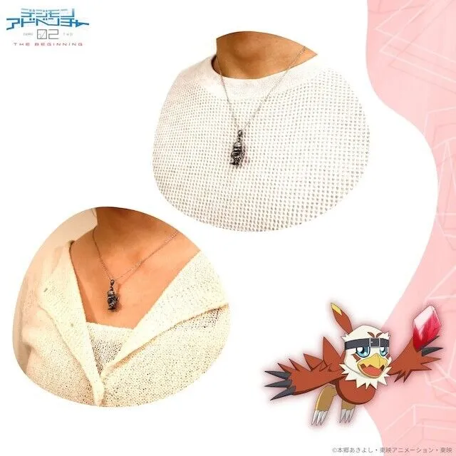 Digimon Adventure 02 The Beginning Hawkmon Necklace Pendant Silver Gemstone