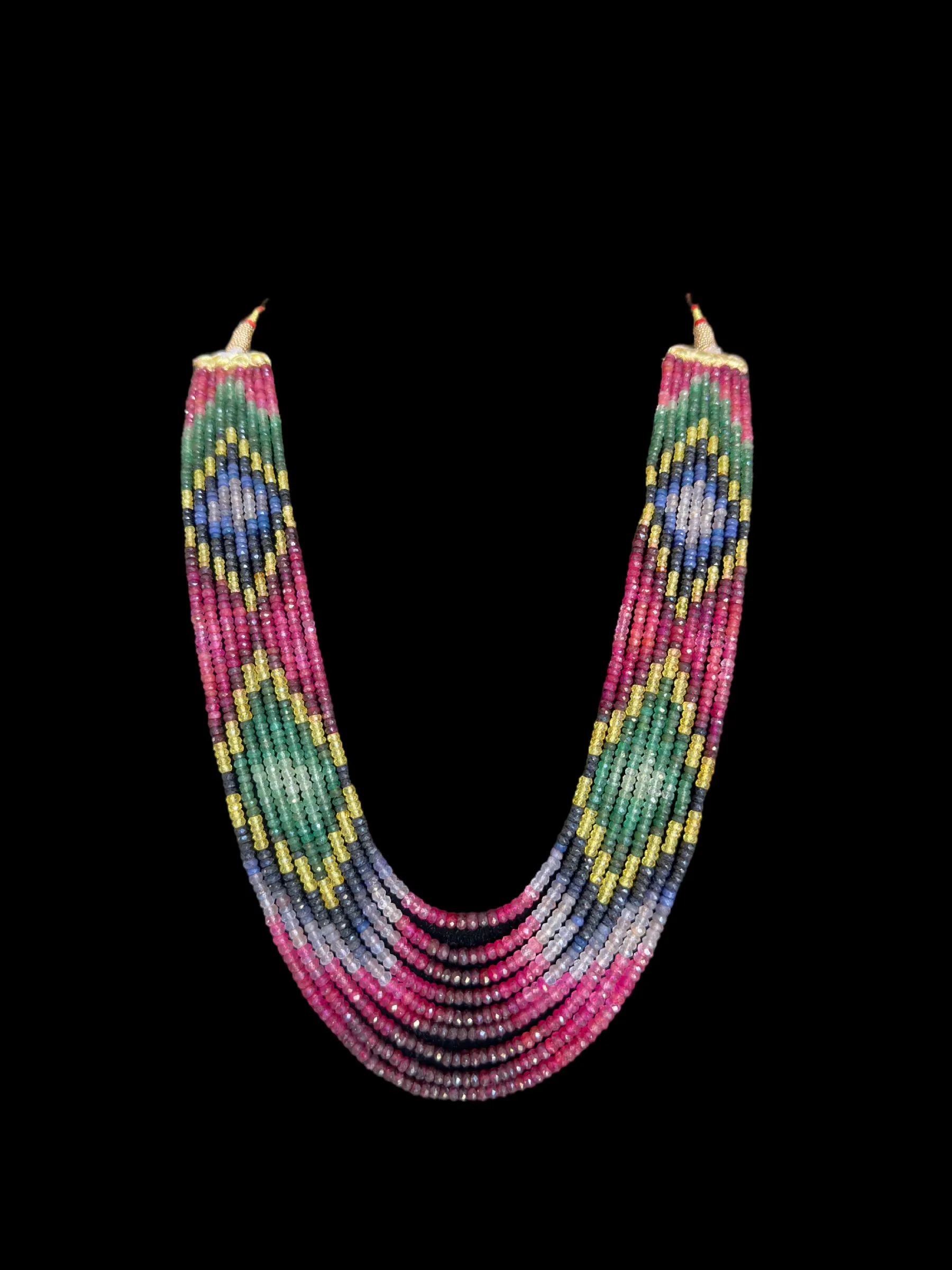 DNS130 Natural rainbow beads ruby emerald sapphire necklace ( READY TO SHIP )