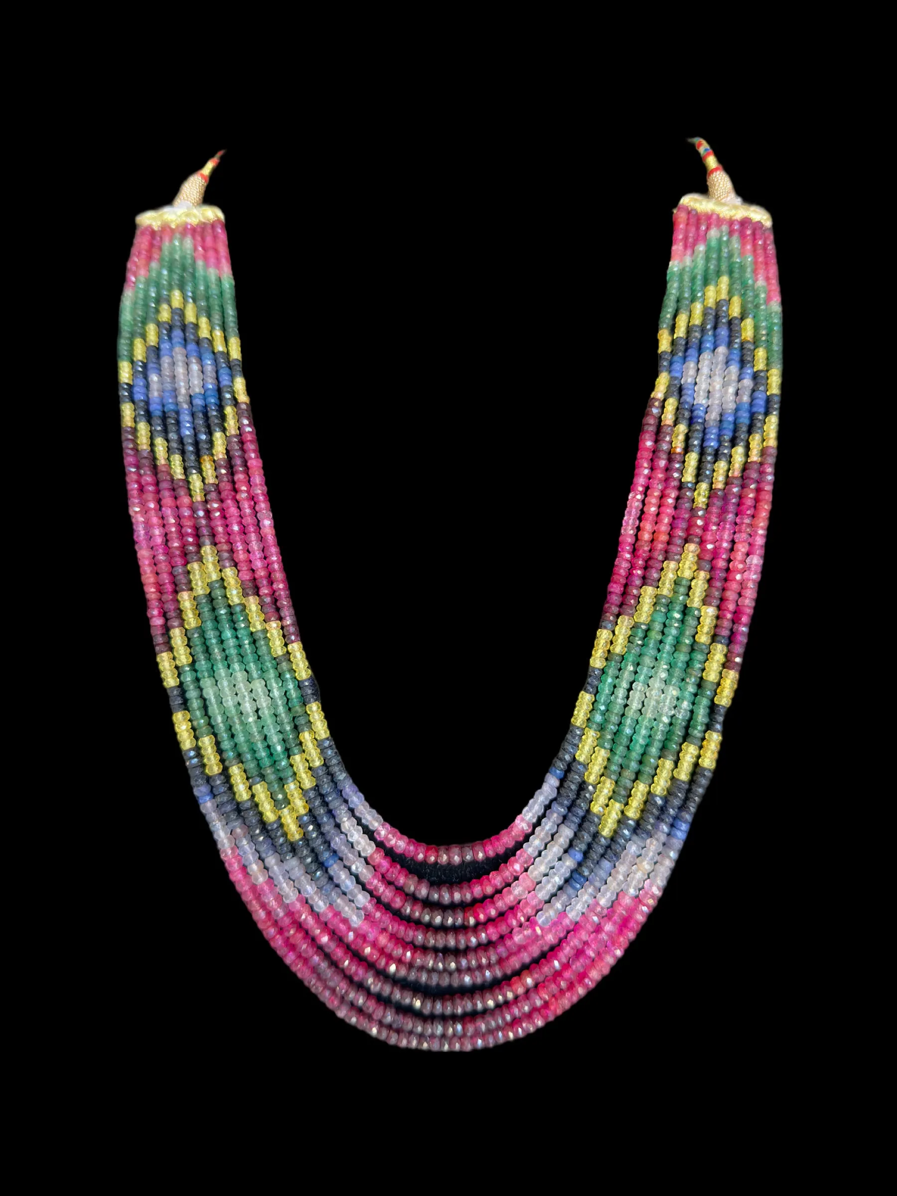 DNS130 Natural rainbow beads ruby emerald sapphire necklace ( READY TO SHIP )