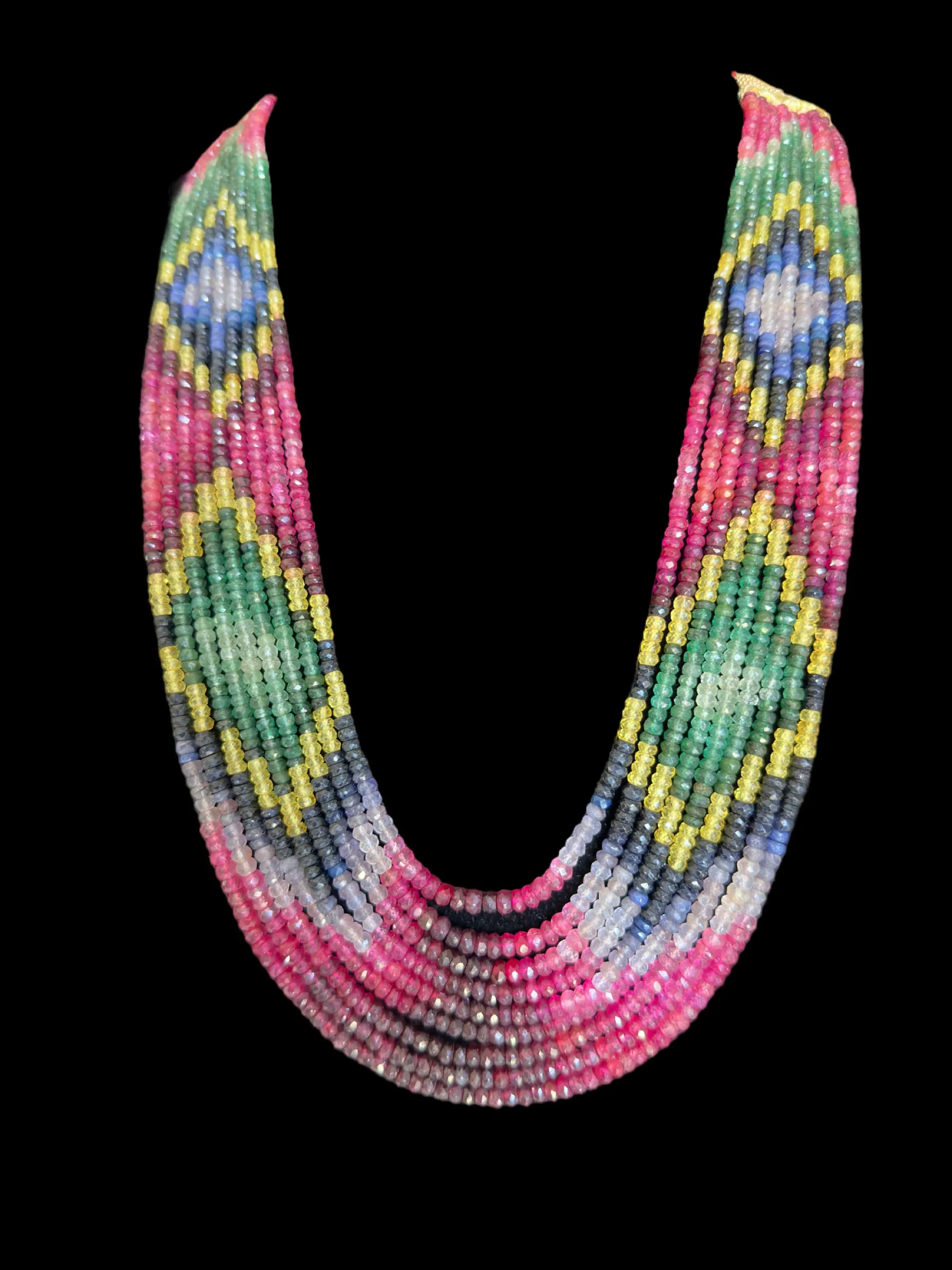 DNS130 Natural rainbow beads ruby emerald sapphire necklace ( READY TO SHIP )