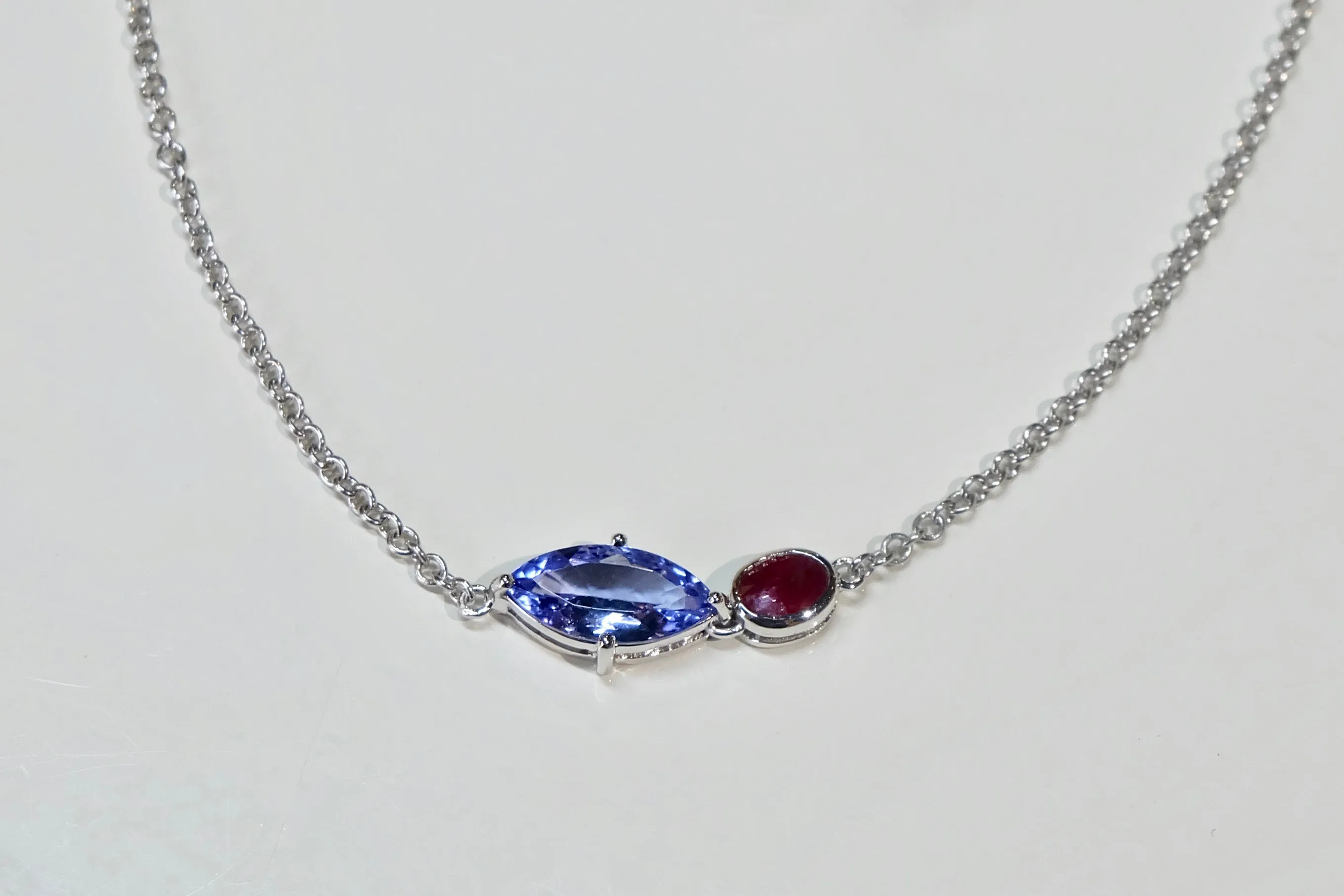 DOSH ALEXIS TWO STONES NECKLACE TANZANITE RUBY 2020-167