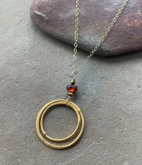 Double Circle Garnet Necklace