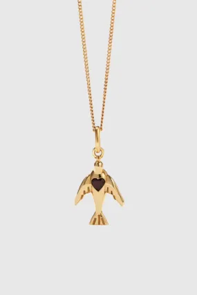 Dove Heart Charm Necklace - Gold Plated