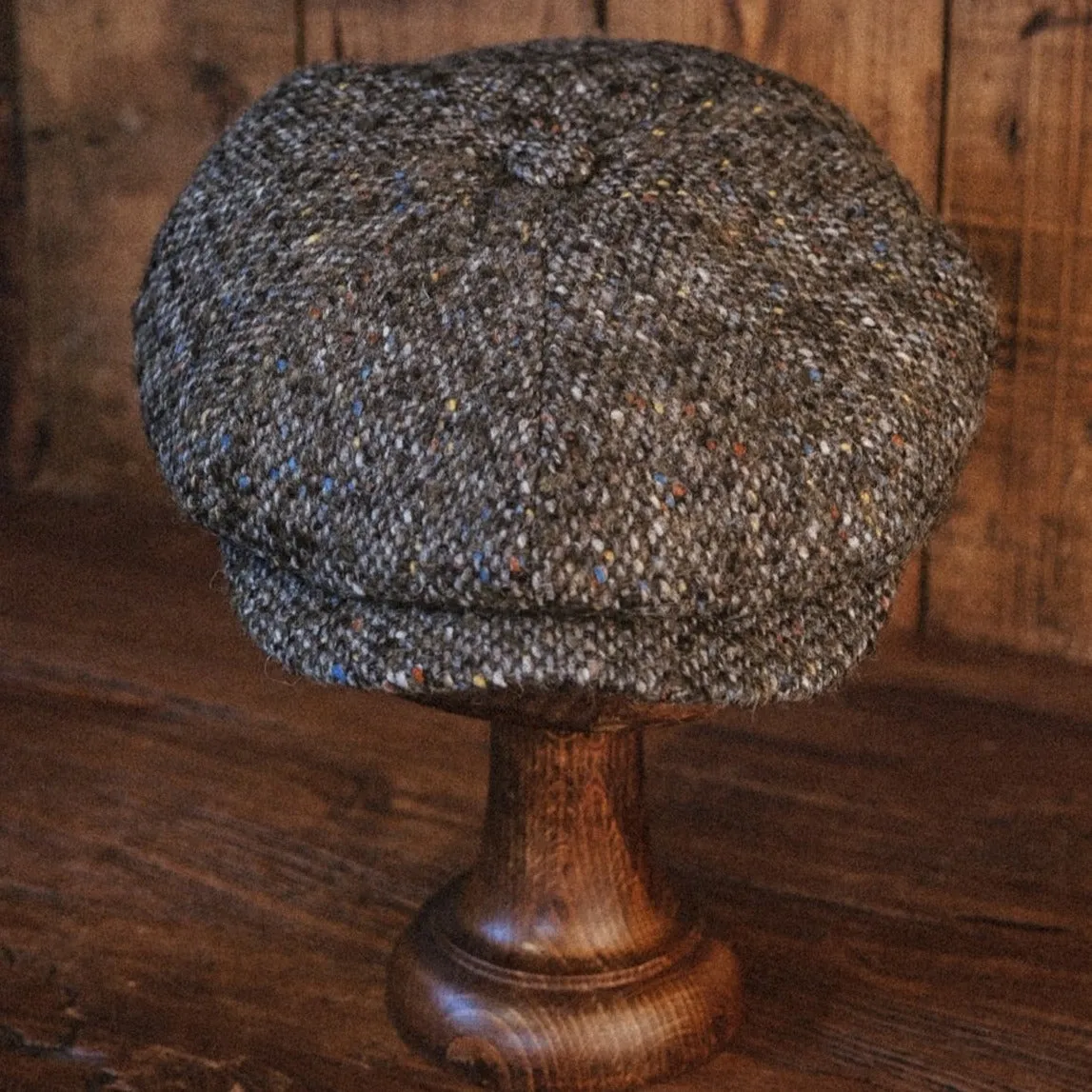 Eight Piece Classic Vintage Brown Wool Newsboy Cap