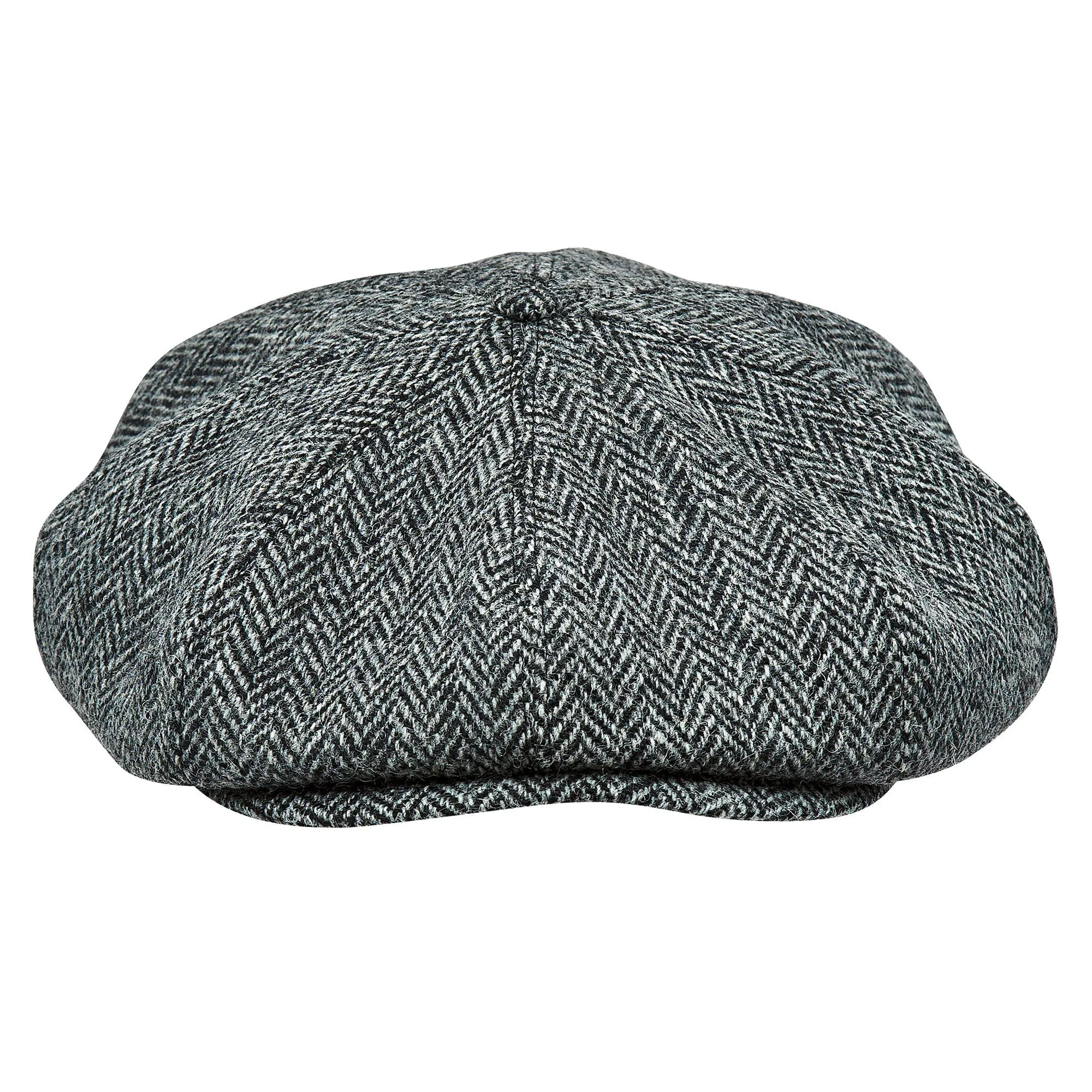 Eight Piece Herringbone Wool Newsboy Cap-Mint Green