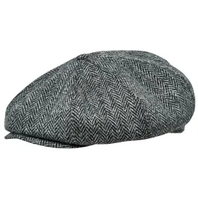 Eight Piece Herringbone Wool Newsboy Cap-Mint Green