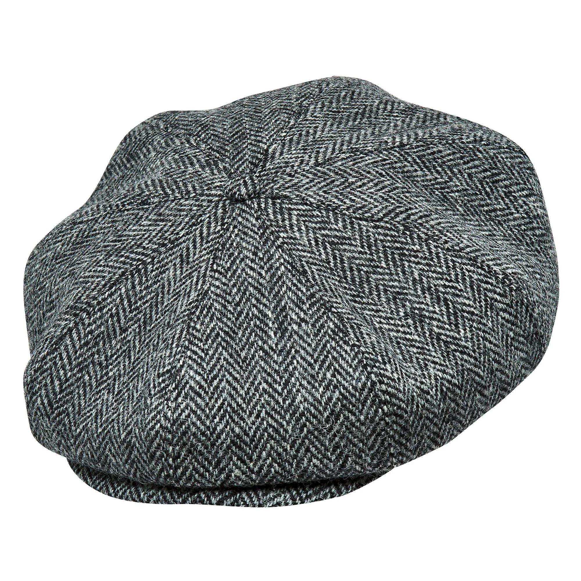 Eight Piece Herringbone Wool Newsboy Cap-Mint Green