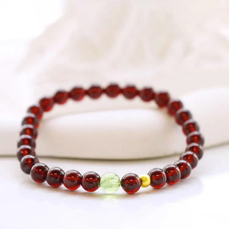 Elegant Women's Red Garnet Bracelet with Sterling Silver Needle