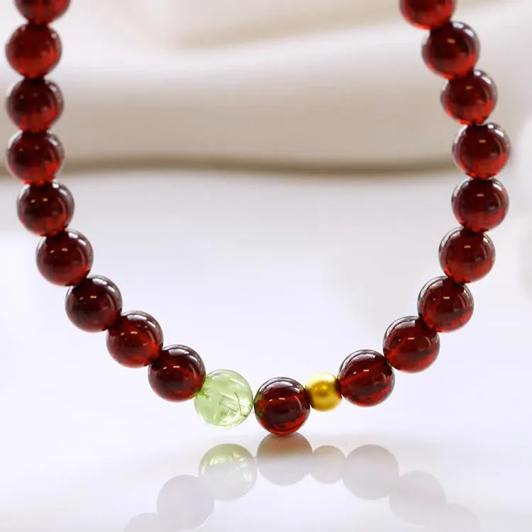 Elegant Women's Red Garnet Bracelet with Sterling Silver Needle