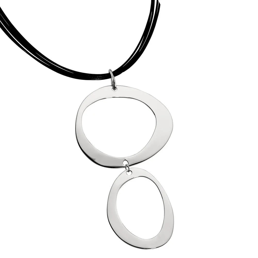 ELLE™ LEATHER CORD SILVER NECKLACE