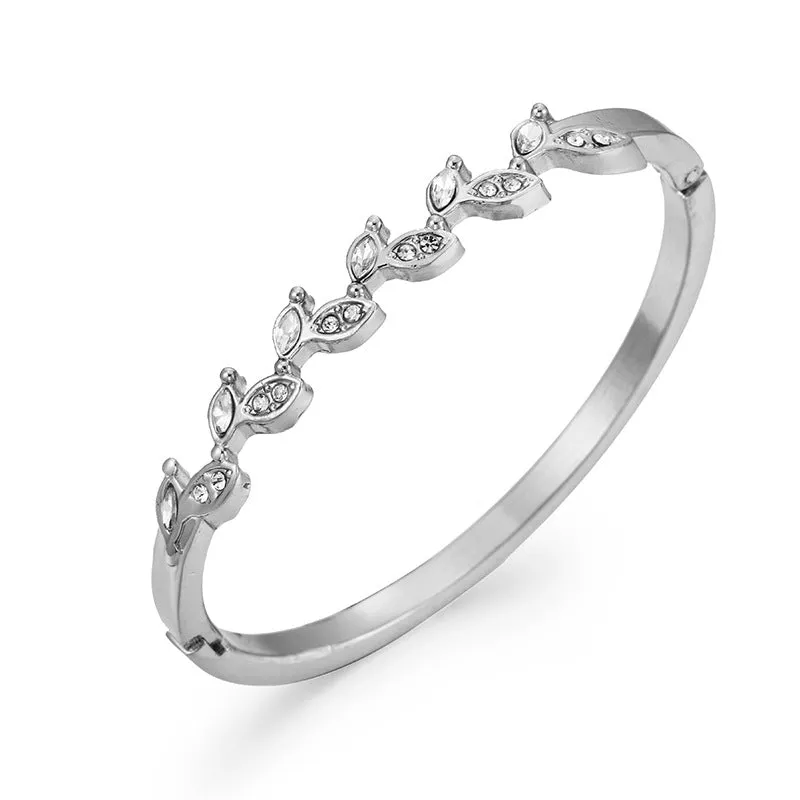 Enchanting Vienna Verve Alloy Bracelet with Custom Leaf Design