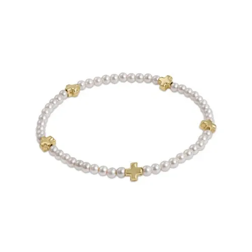 Enewton Signature Gold Cross Small Pearl Pattern 3mm Bead Bracelet