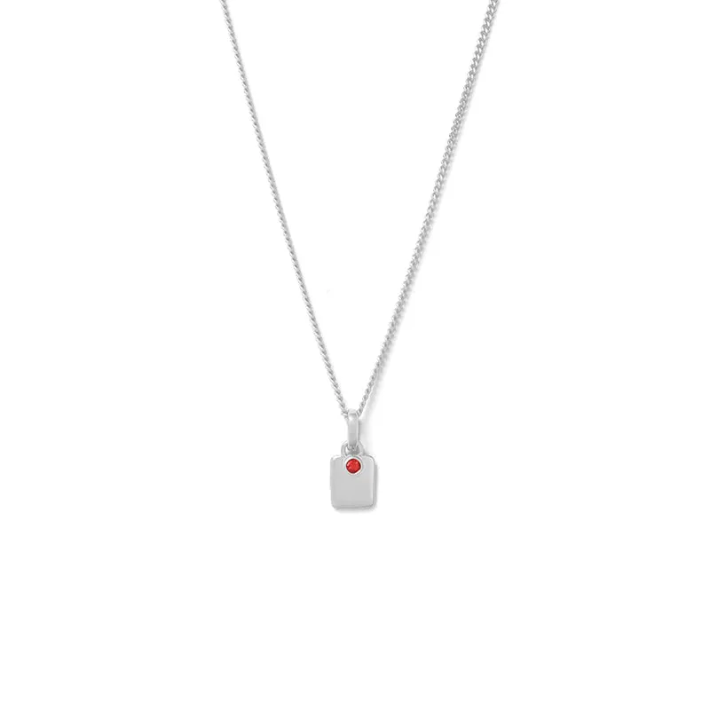 ENGRAVABLE RUBY BIRTHSTONE NECKLACE (JULY)